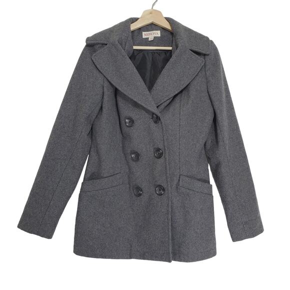 Merona | Wool Blend Double Breasted Gray Peacoat with Pockets Lined - Picture 1 of 7